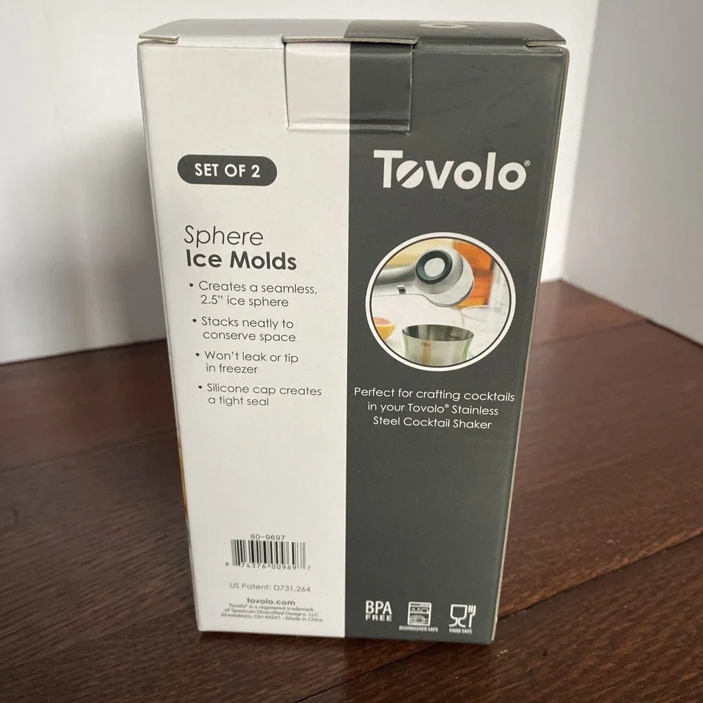 TOVOLO Sphere Ice‎ Molds Stackable Slow Melting  Set of 2 New In Box